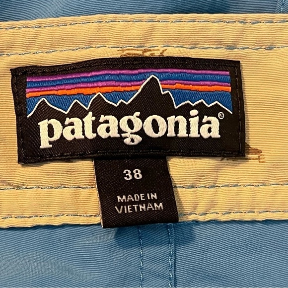 Patagonia Nylon Wavefarer Board Shorts 19" Swim Trunks Blue Unlined Beach SZ 38 - Picture 2 of 8